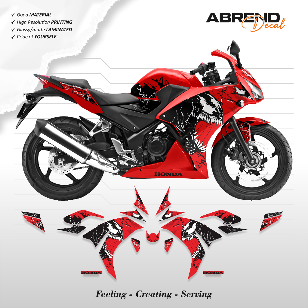 STRIPING CBR K45 LOKAL VENOM / STIKER HONDA CBR 150R K45A / K33 DESIGN CUSTOM STOCK DECAL VARIASI