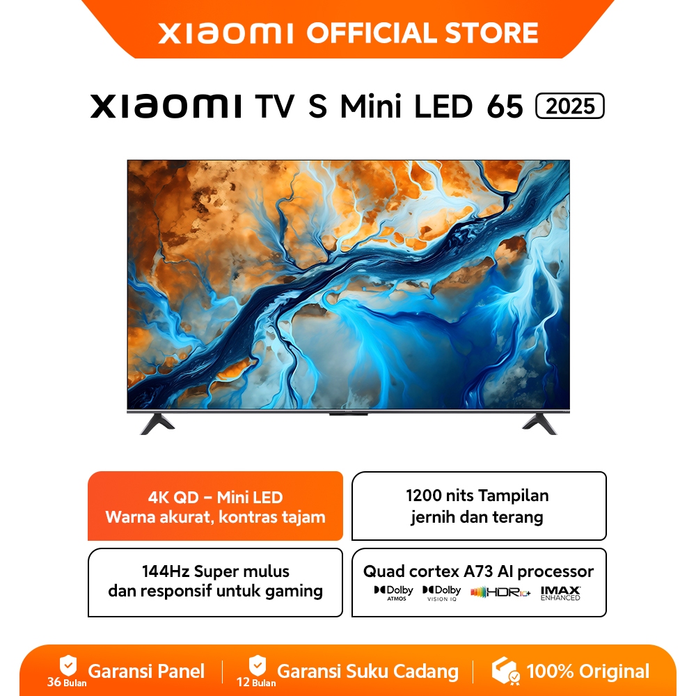 Xiaomi TV S Mini LED 65 2025 | 144Hz refresh rate | 1200 nits peak brightness | Ultra-smooth animati