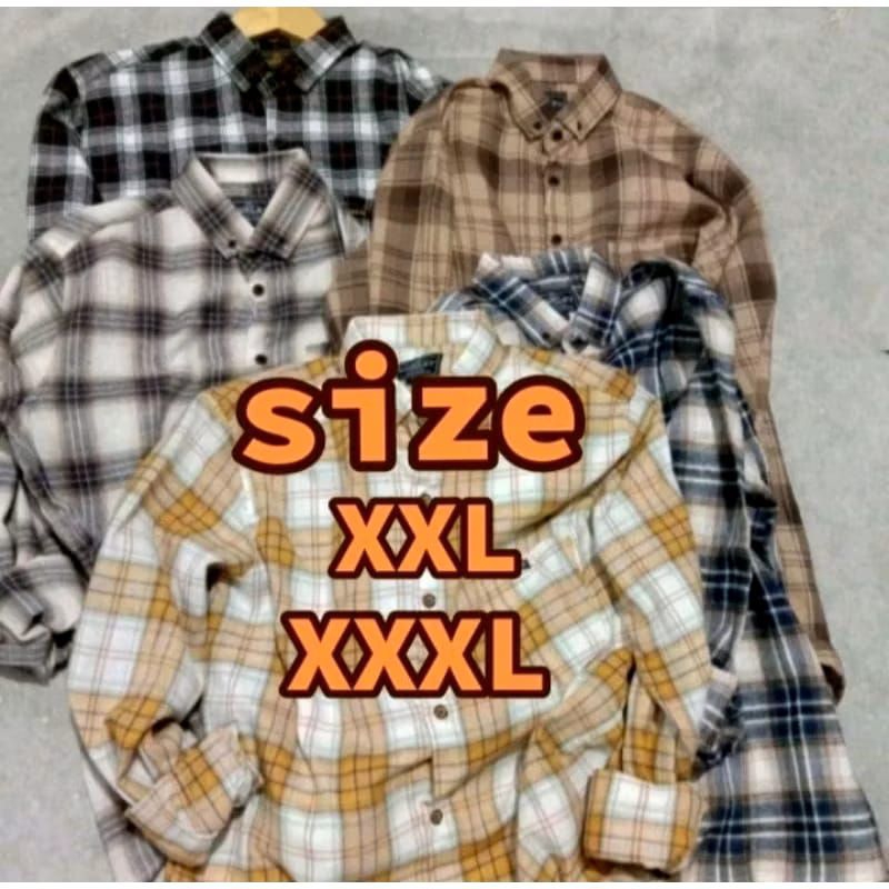 kemeja flanel jumbo pria motif kotak-kotak bahan premium best seller