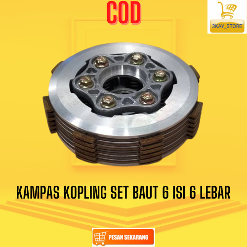 Kampas Kopling Set Baut 6 Isi 6 Lebar Motor Roda Tiga Viar Tossa Pnp Tiger Megapro CB