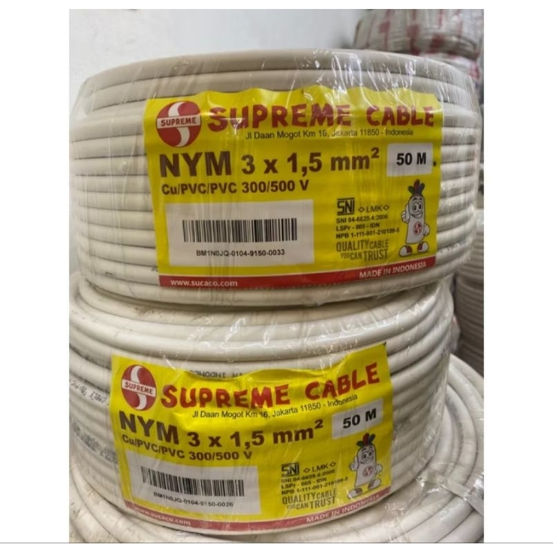Kabel Supreme 3X1.5 panjang 50 meter Original Supreme Cable Ukuran 3X1.5 @50Meter