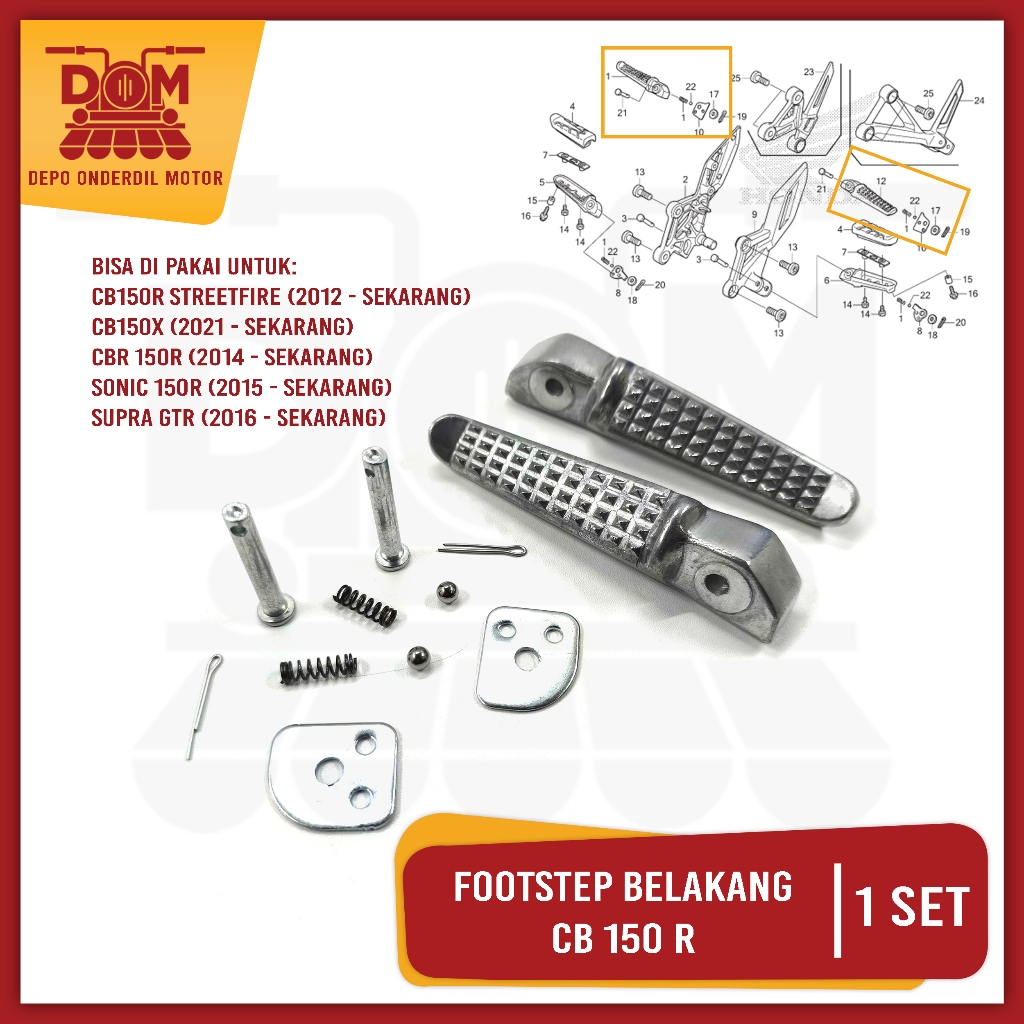 Footstep Belakang CB 150R Diral (PSP) Fustep Step Barstep Pijakan Kaki Belakang CBR 150R Supra GTR