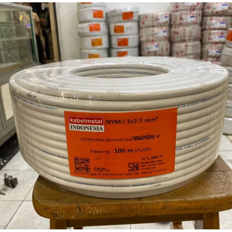 Kabel Metal NYM 3X2.5 NYM 3X2.5 kawat tembaga panjang 100 Meter