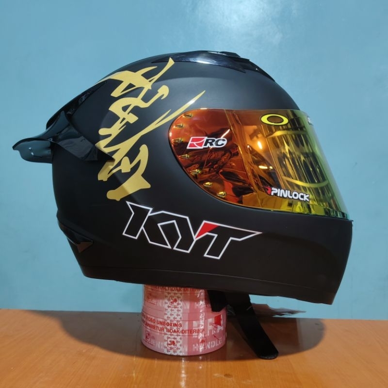 Helm Kyt R-10, (Modif Paket Ganteng) Helm Full face stiker kenji  Dapat Dua kaca