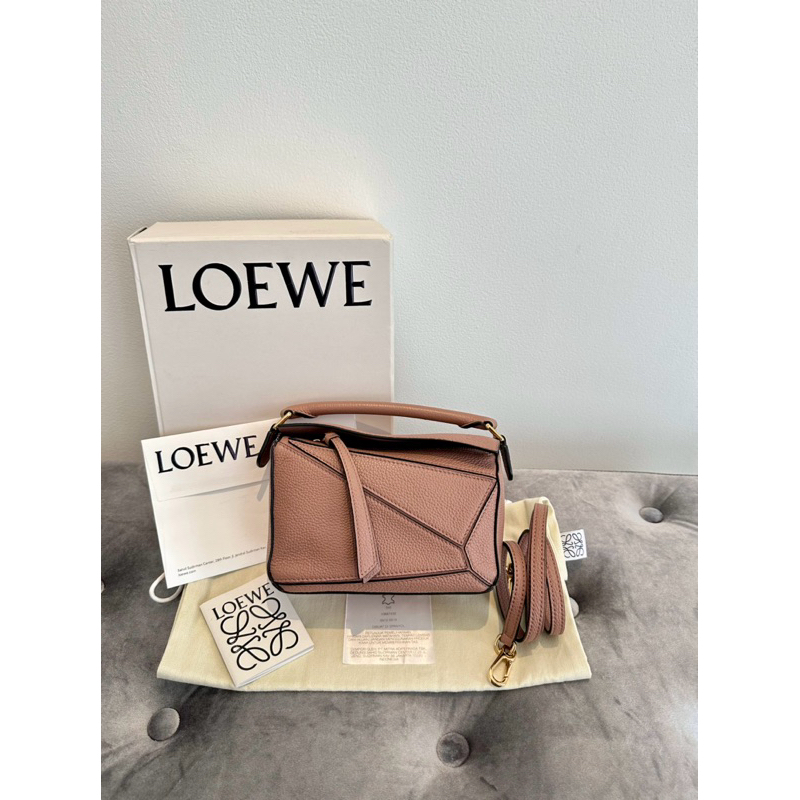 Like new 2022 Loewe puzzle mini dark blush authentic preloved crossbody leather bag original