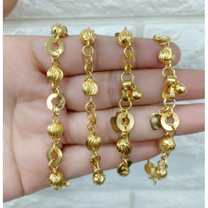 Gelang boba merica replika emas asli warna emas 24k