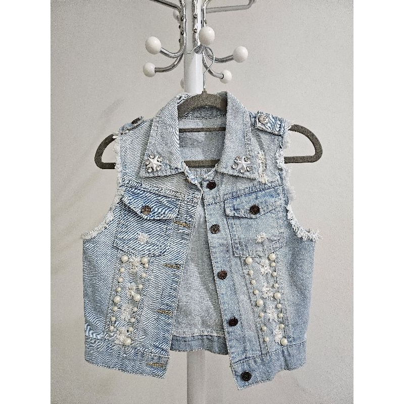 Rompi Jeans Mutiara | Vest Denim Wanita | Outer Premium