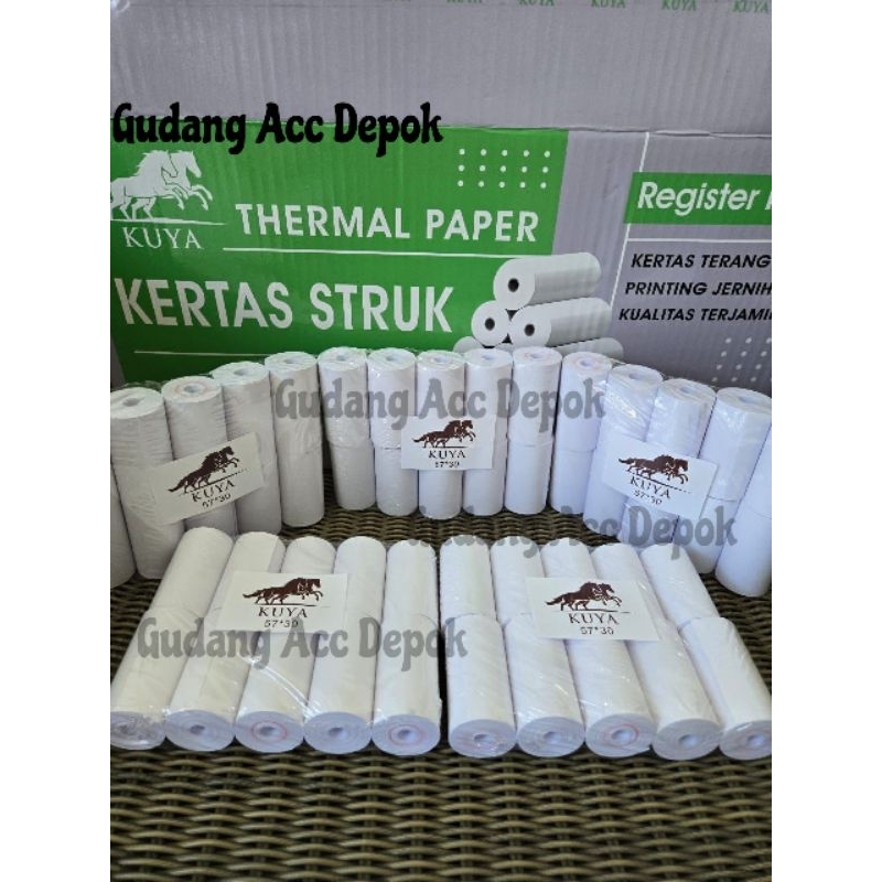 

KERTAS THERMAL PAPER ROLL 57x30 MM dan 80x80 MM / KERTAS STRUK KASIR EDC MEREK KUYA