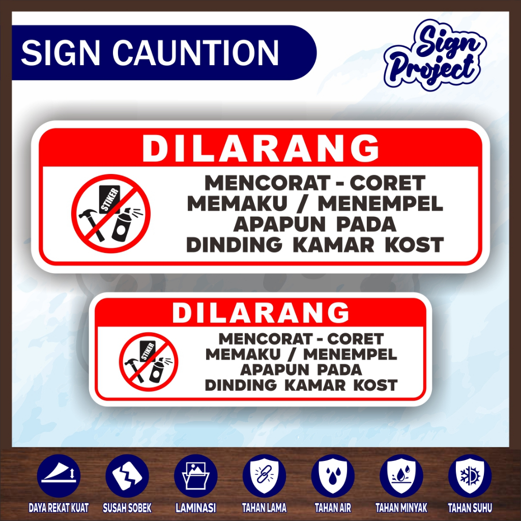 

Stiker Dilarang Corat Coret Memaku Tembok Sticker Waterproof Kost Harap Lapor Dilarang Corat Coret Cuci Kembali Tamu pria Tamu Wanita Stiker Kost Dilarang Coret Coret Memaku Tembok Printing Sticker