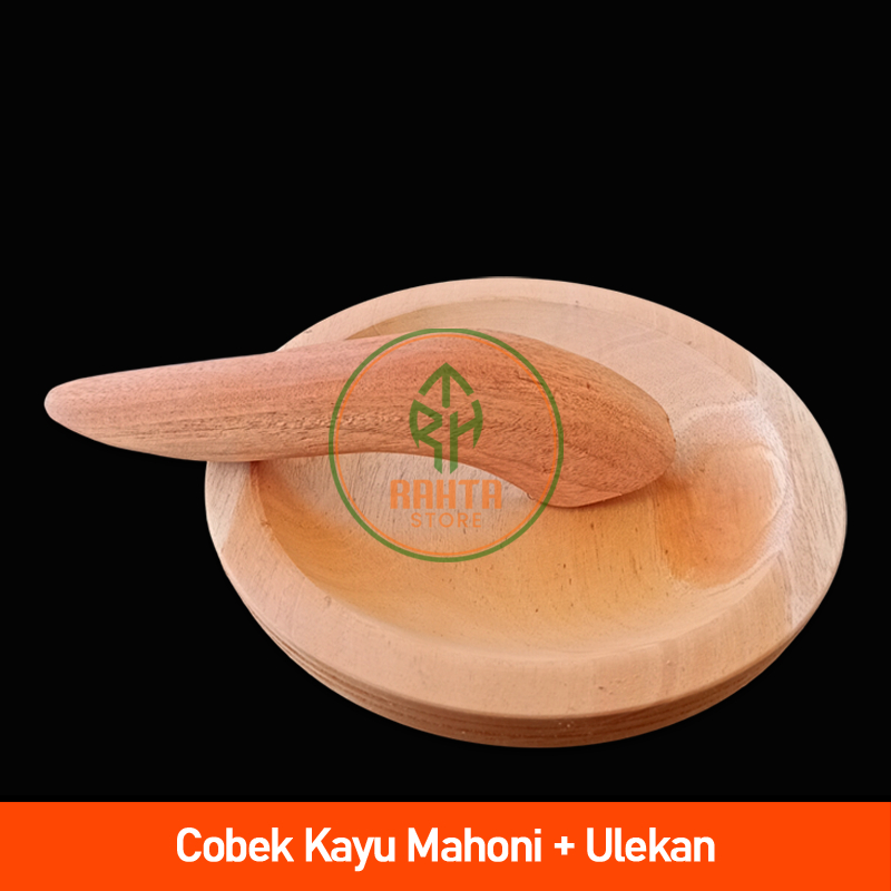 KT01- SETT Cobek Dan Ulekan Kayu Mahoni/Cobek Kayu Asli Tasikmalaya/Ulekan/Cobekan/Coet/Cowet