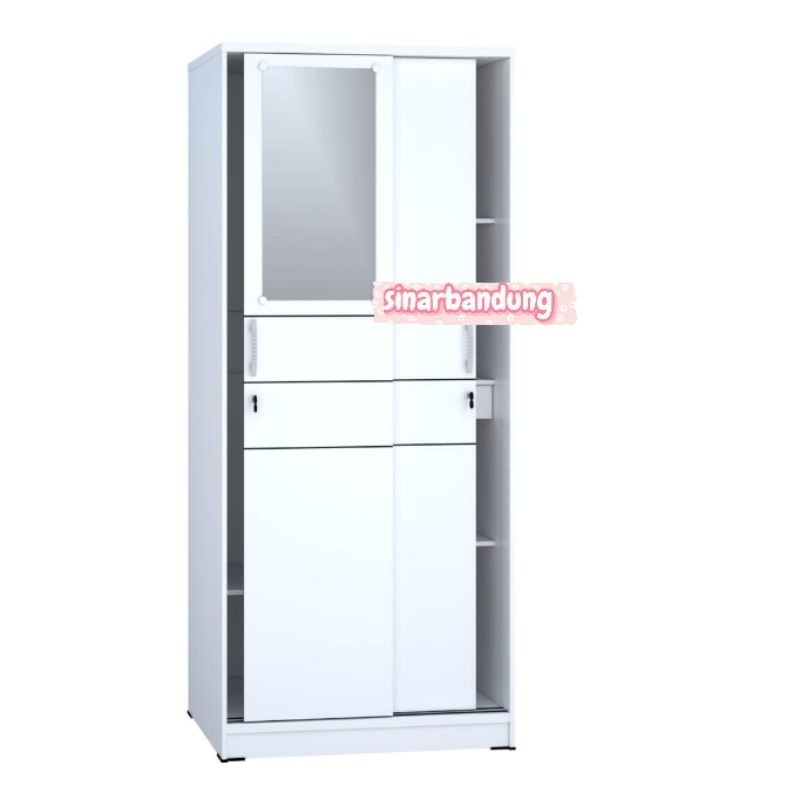 LEMARI SLIDING 2 PINTU MINIMALIS LEMARI PAKAIAN KACA PINTU GESER