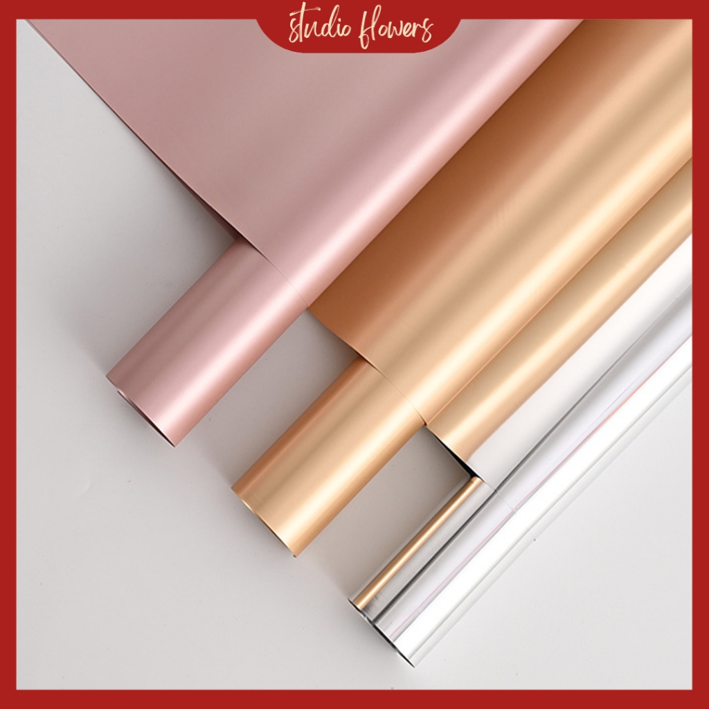 

(20 LEMBAR) Flower Wrapping Paper Glossy Kertas Bucket Bunga Motif Glossy Gold Rosegold Silver KB6103