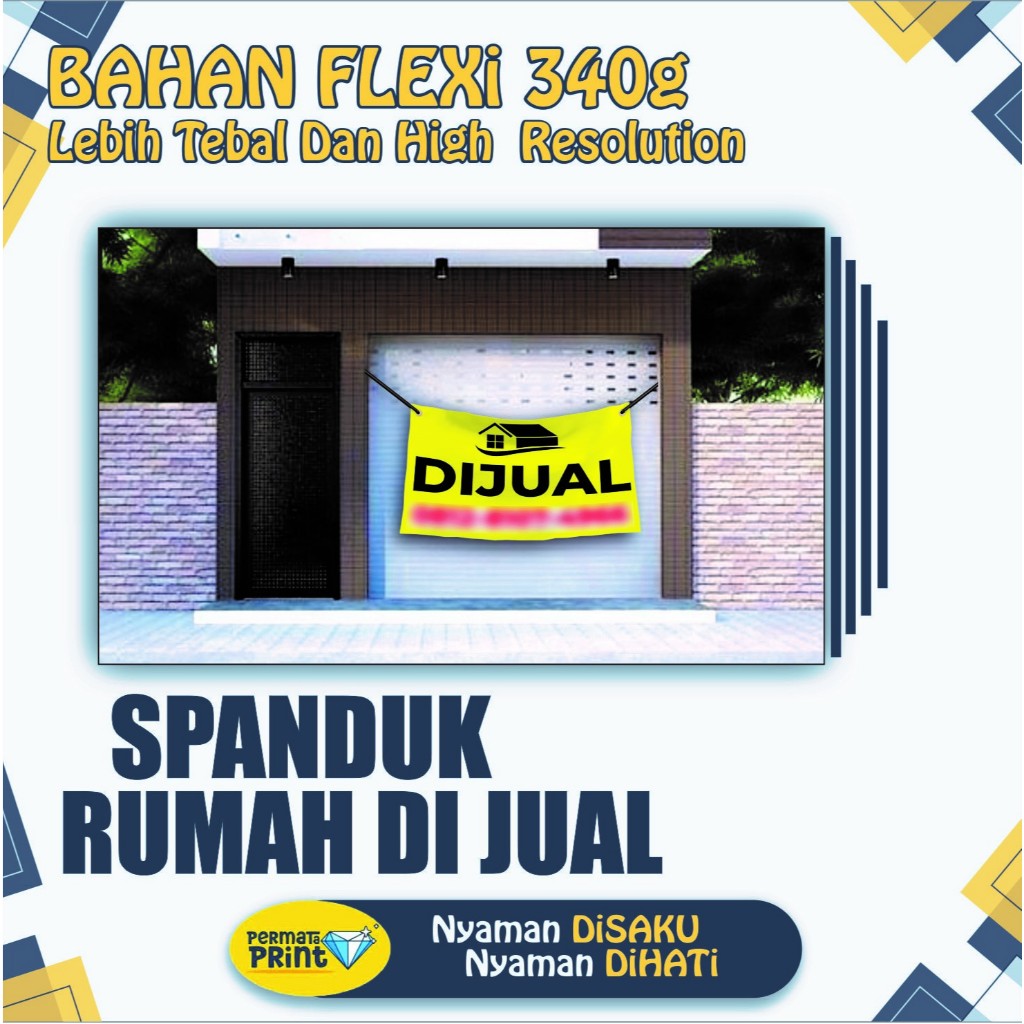 Cetak Spanduk Rumah Dijual Free Design Template / Spanduk Meteran Custom / Spanduk Rumah Dikontrakan