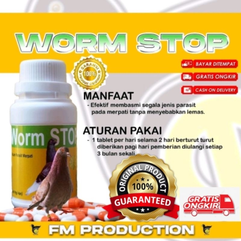 Obat cacing merpati WORM STOP BARON OBAT CACING DAN PARASIT BURUNG MERPATI HARGA PERBUTIR