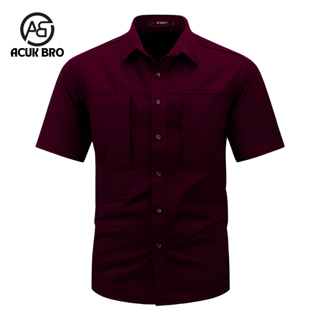 Kemeja Tactical Maroon / Kemeja Pendek Tactical / Kemeja Pria / Kemeja Pria Tactical / Kemeja Pendek
