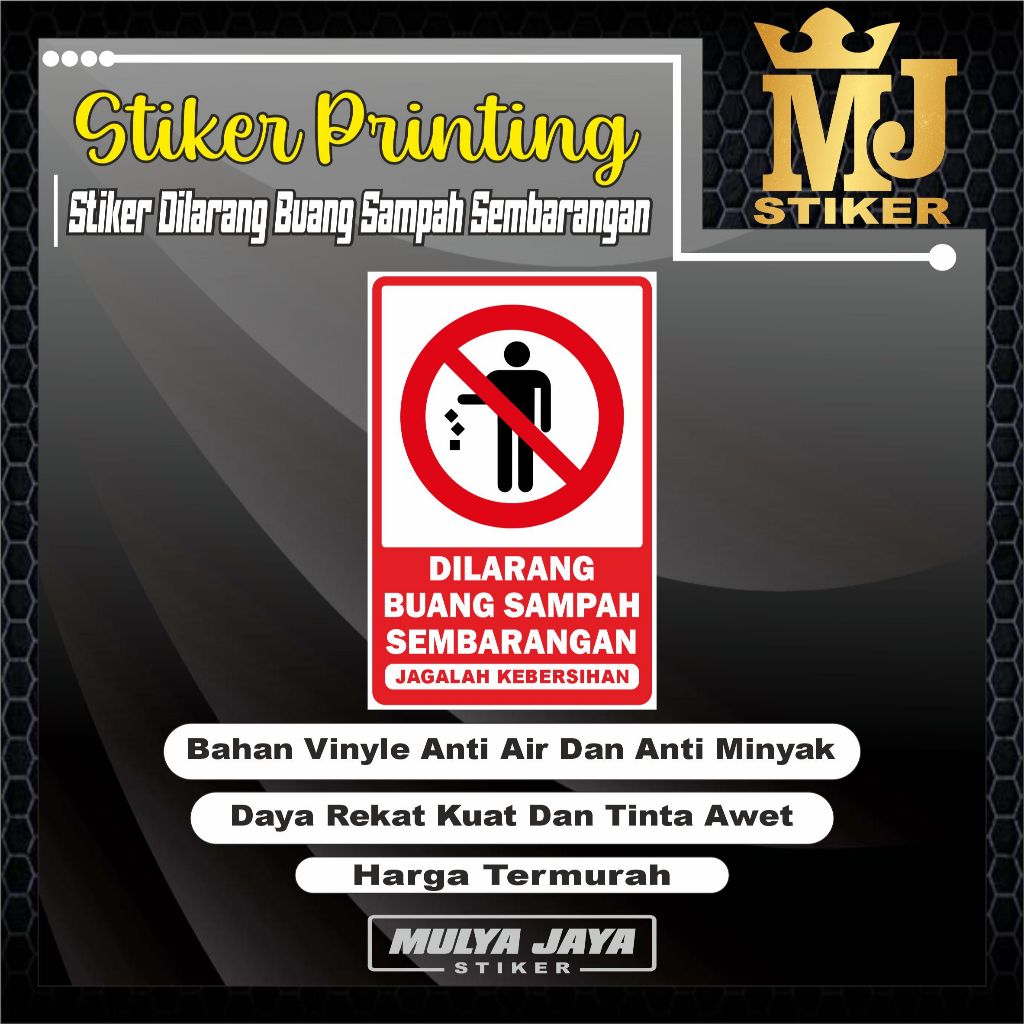 

PROMO Mulya Jaya Stiker Dilarang Buang Sampah Sembarangan / Stiker Sampah / Stiker Jagalah Kebersihan / Stiker Kebersihan