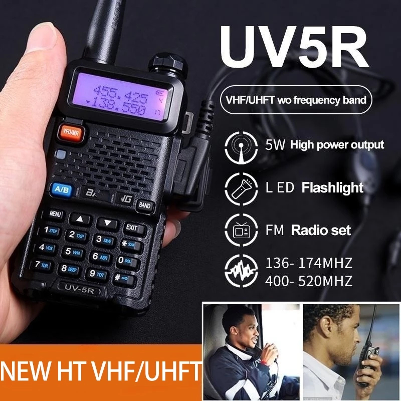 Promo HT UV5R Radio Komunikasi UV 5R 5 Watt Kekuatan tinggi ht jarak 15km Daya tahan baterai 1800 mA