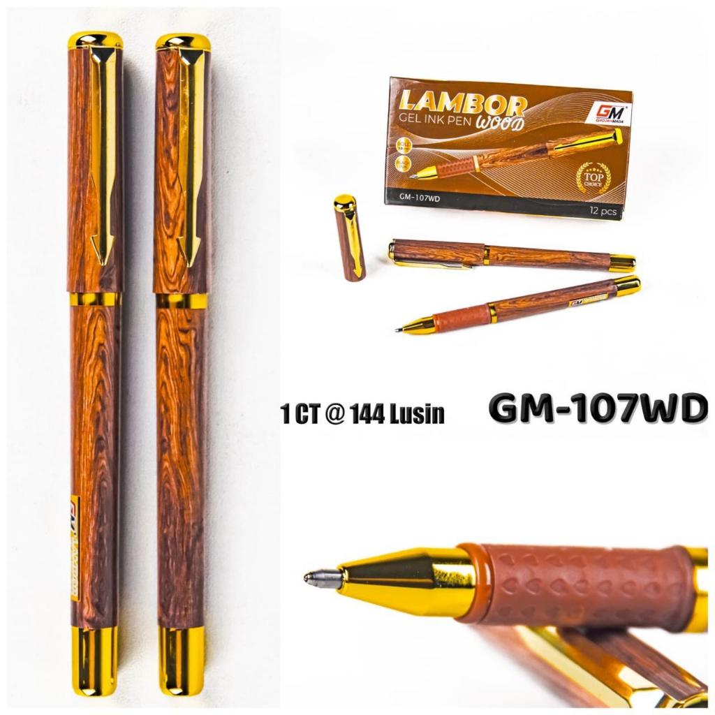 

ballpoint gel wood SATUAN 1.0 merek GM kode 107wd promosi corak kayu pulpen