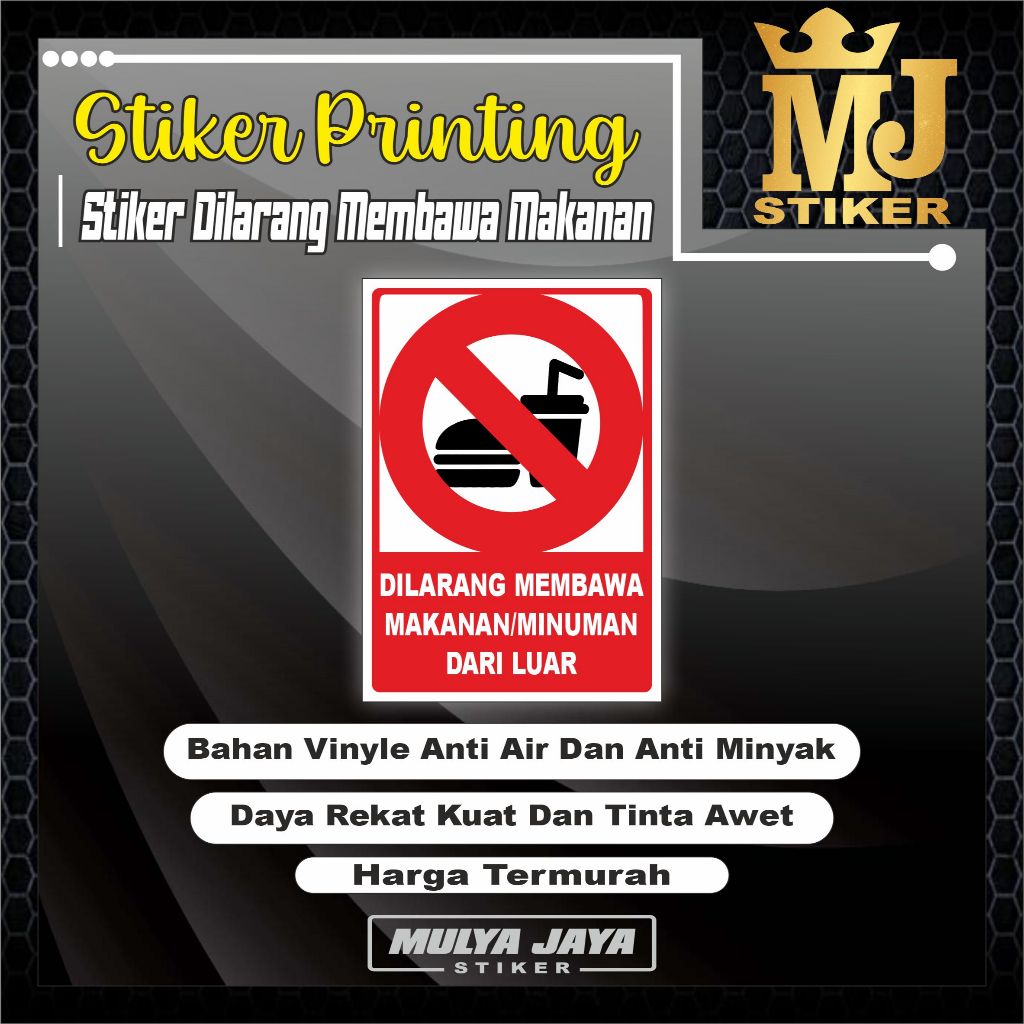

PROMO Mulya Jaya Stiker Dilarang Membawa Makanan Minuman Dari Luar / Stiker Dilarang Membawa Makanan / Stiker Dilarang Membawa Minuman