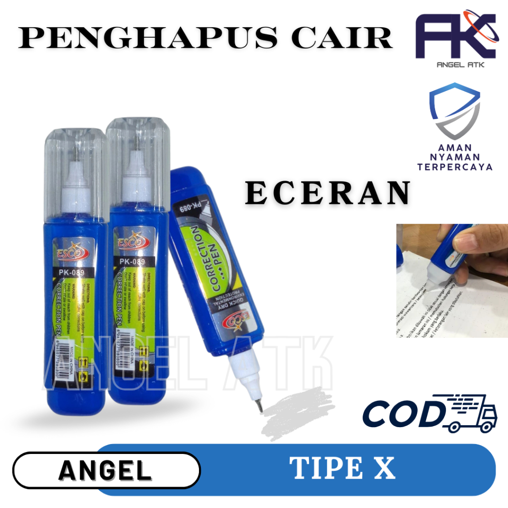 

Tip Ex Cair Esco / Penghapus Kertas / Cepat Kering / Tipe X Cair Biru / Correction Fluid / Ada Harga Varian / COD / Atk Blessing