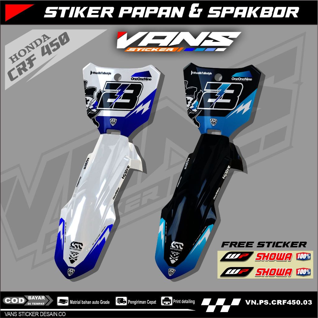 Decal Stiker Papan Nomer Dan Spakbor CRF 450 Stiker Papan Nomer Dan Spakbor Motor CRF 450
