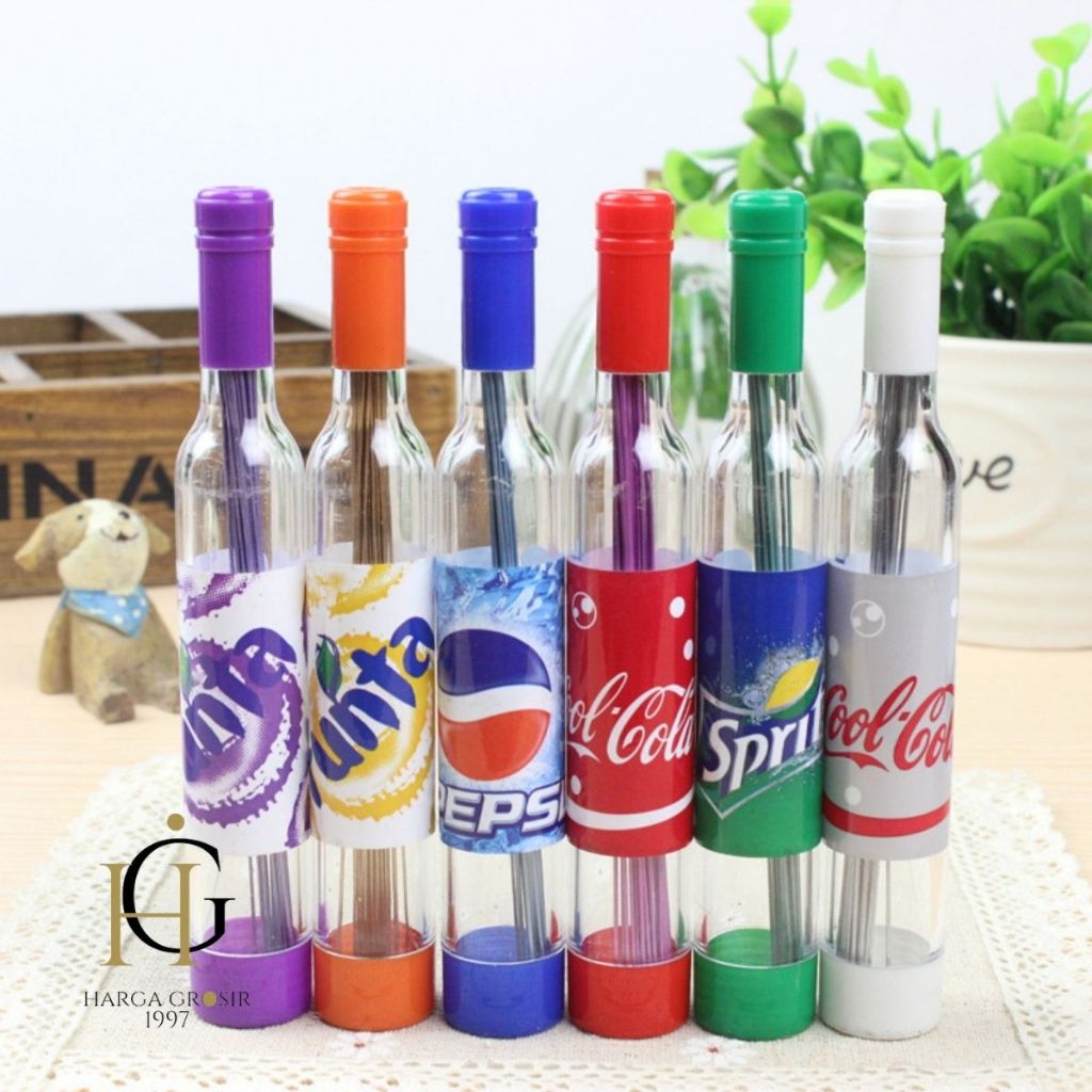 

refill pensil botol softdrink isi pencil botol soda lucu imut kado unik souvernir alat tulis kantor perlengkapan sekolah