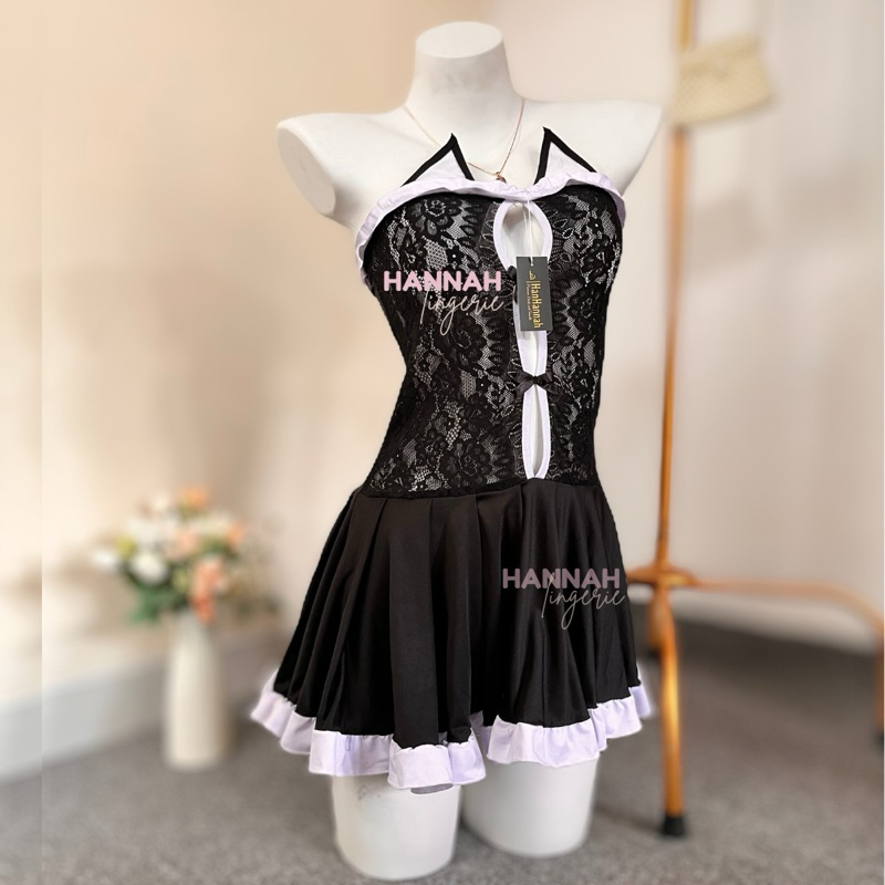 S-6XL by HanHannah.id Baju Dinas Meong Cosplay Lingerie Kucing HanHannah Han Hannah Cat Woman Baju T