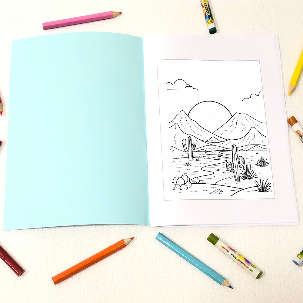 Buku Mewarnai Pemandangan Mainan Anak Kreatif Gambar Alam
