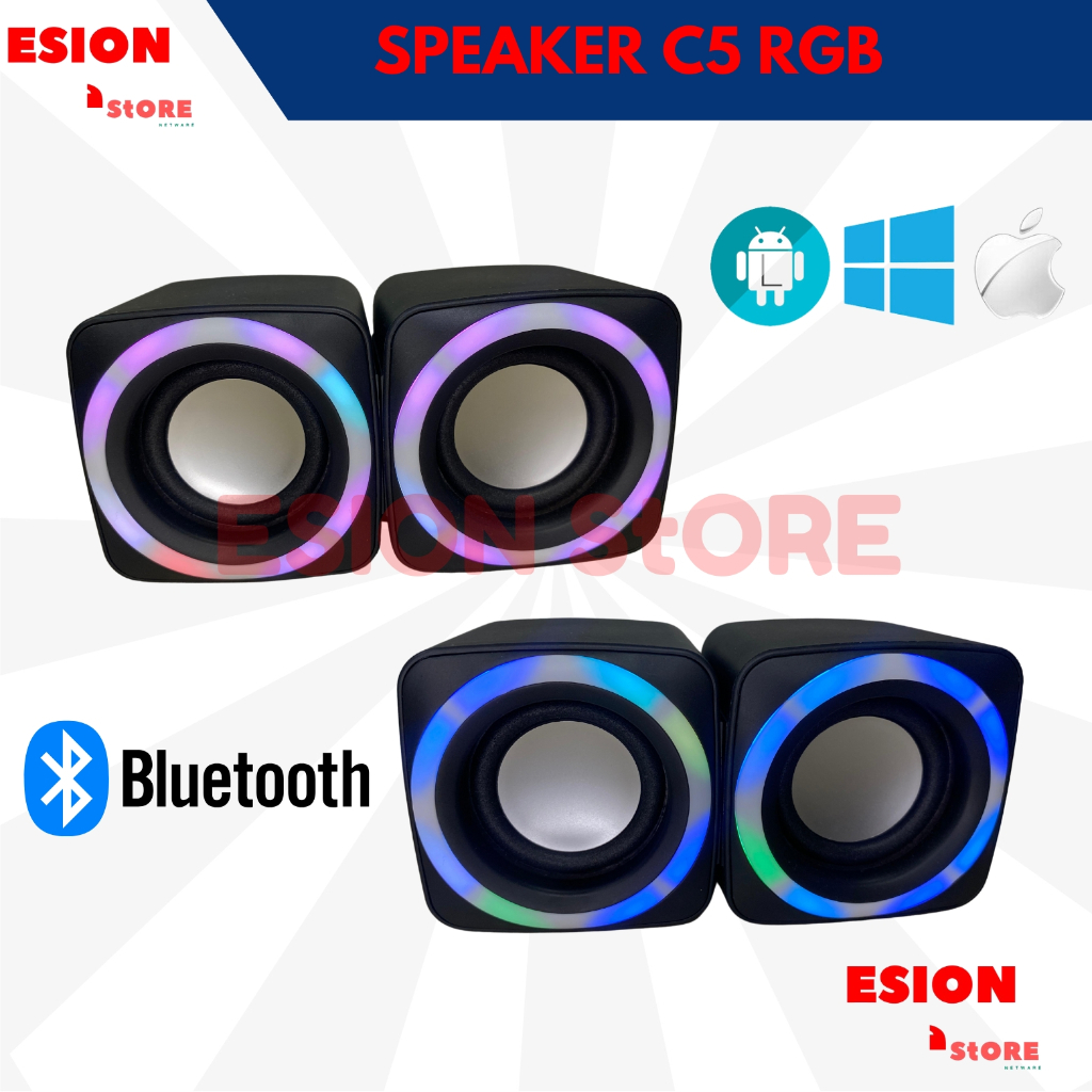 Speaker Aktif Multimedia 2.0 For Handphone Komputer PC Laptop C5/ Speaker Gaming RGB Laptop Komputer