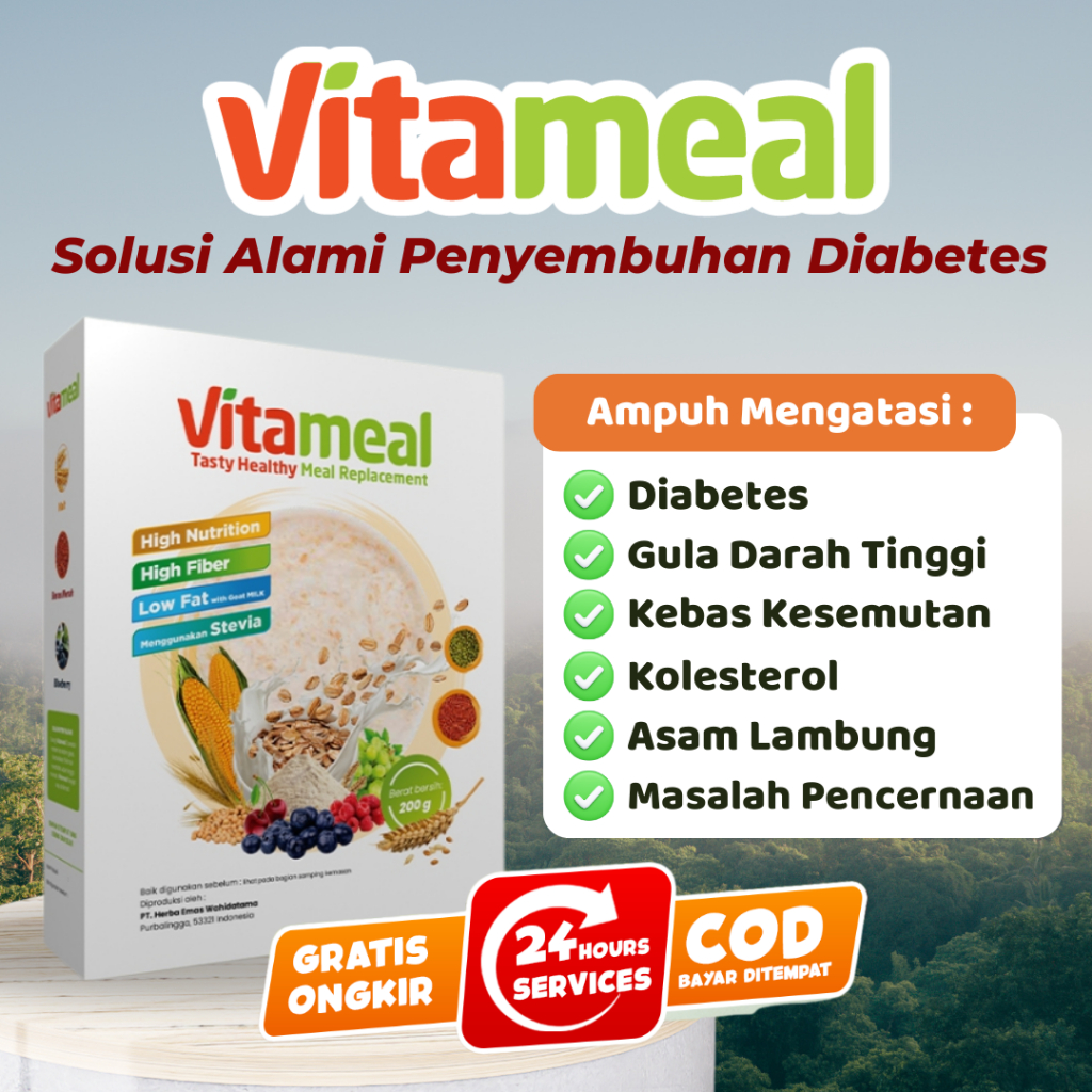 

AMPUH VITAMEAL Sereal Diabetes Gula Darah Tinggi Ampuh Herbal Alami Kebas Kesemutan Sering Kencing Tubuh Pegal Lemas Kolesterol Genetik VITAMIL HERBAL