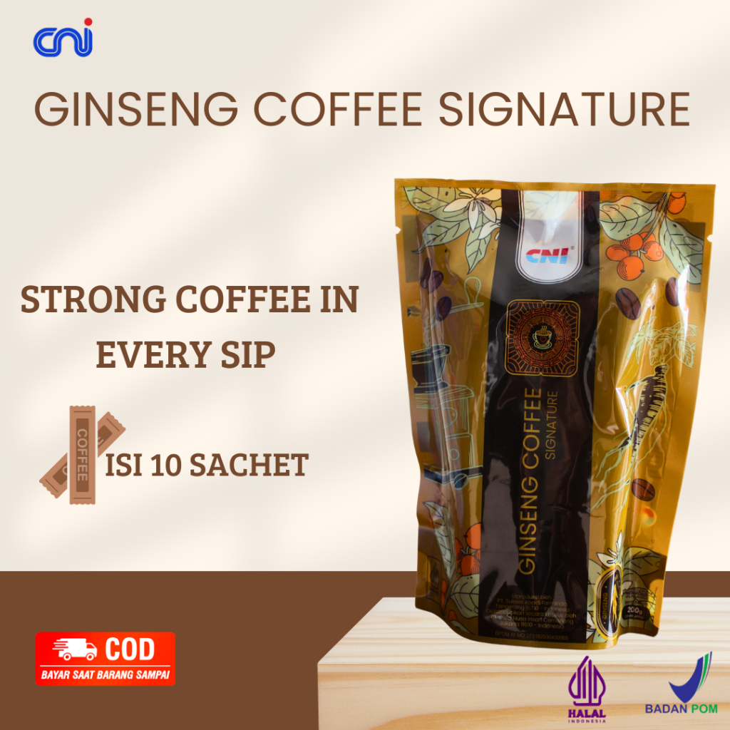 

CNI Gingseng Coffee Signature Strong Coffee Less Creamy Isi 10 Saset