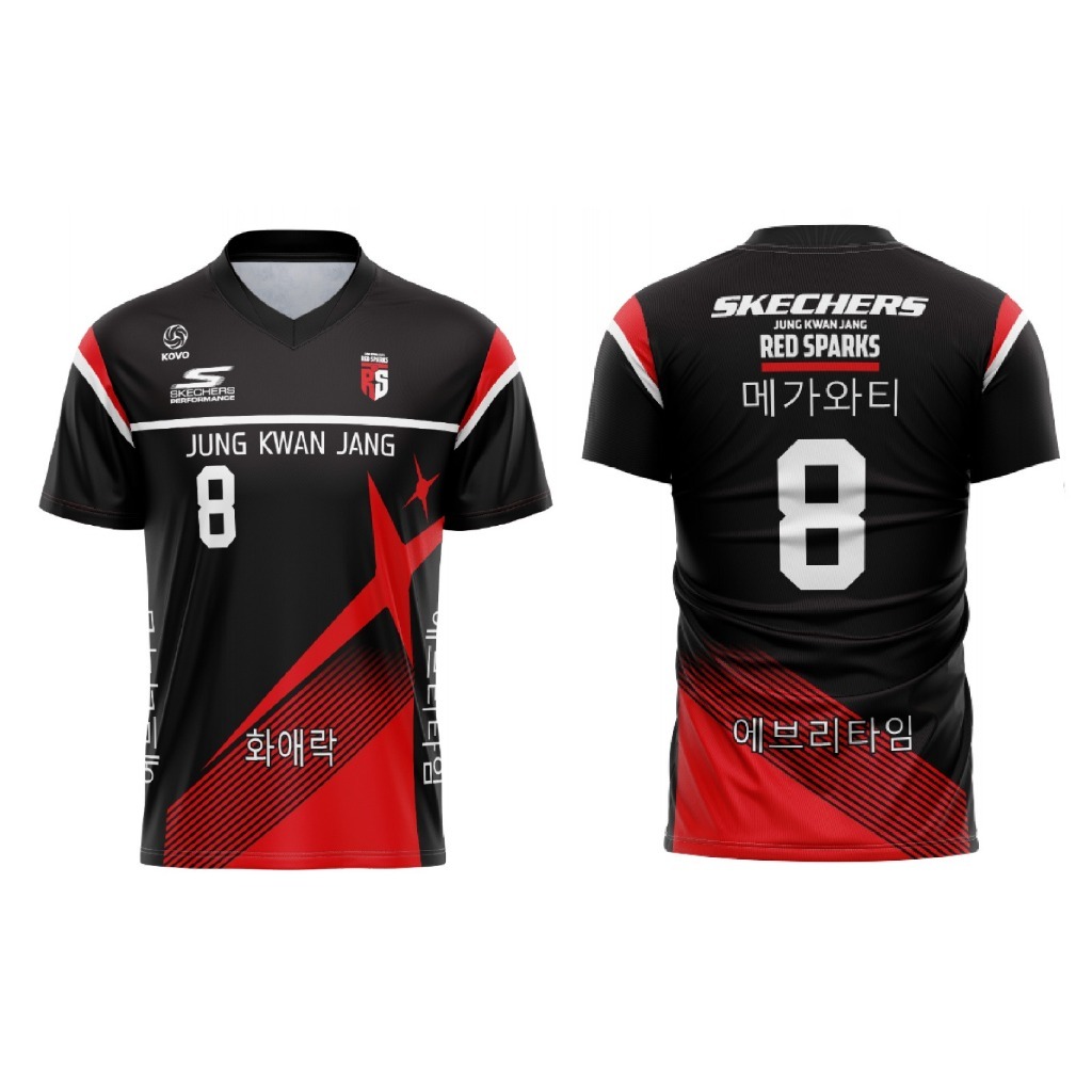 Baju Kaos Jersey Voli Volly Red Sparks Korea Hitam Merah Pria Free Custom Nama Full Printing