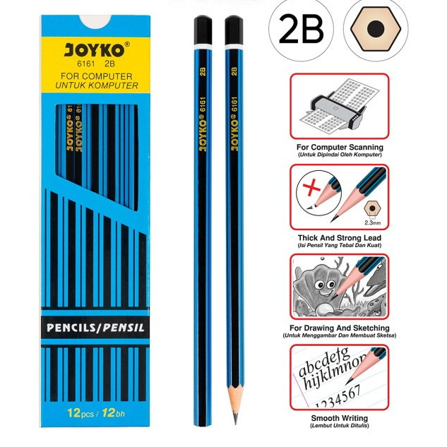 

[65GR] 1BOX ISI 12PCS Pensil J2B Joyko 6161 - Stationery