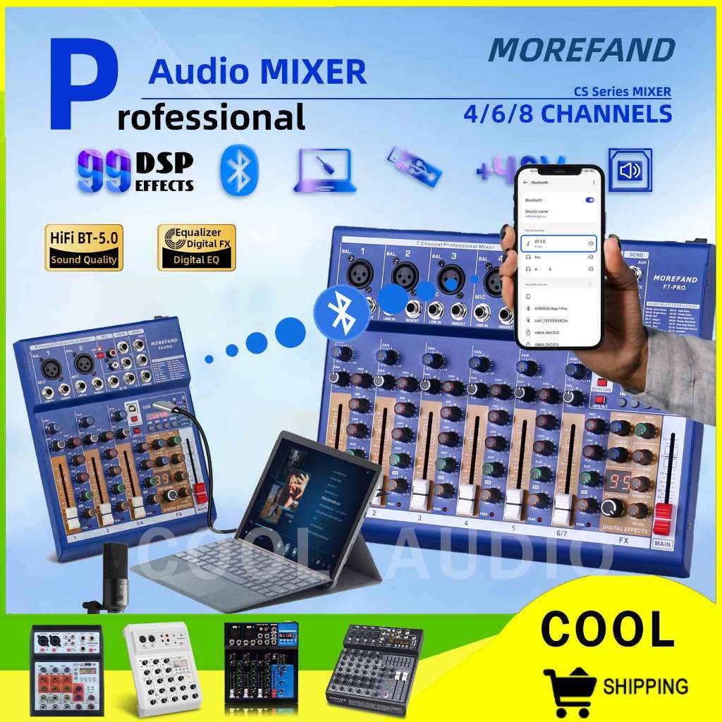 MOREFAND mixer audio/ mini 4 channel /mixer audio 6 channel mixer audio mixer 8 channel