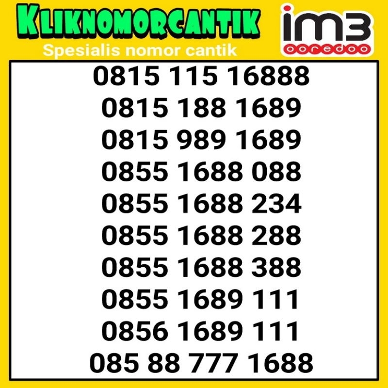 nomor cantik Indosat IM3 168 kartu perdana Indosat 4G&5G A4