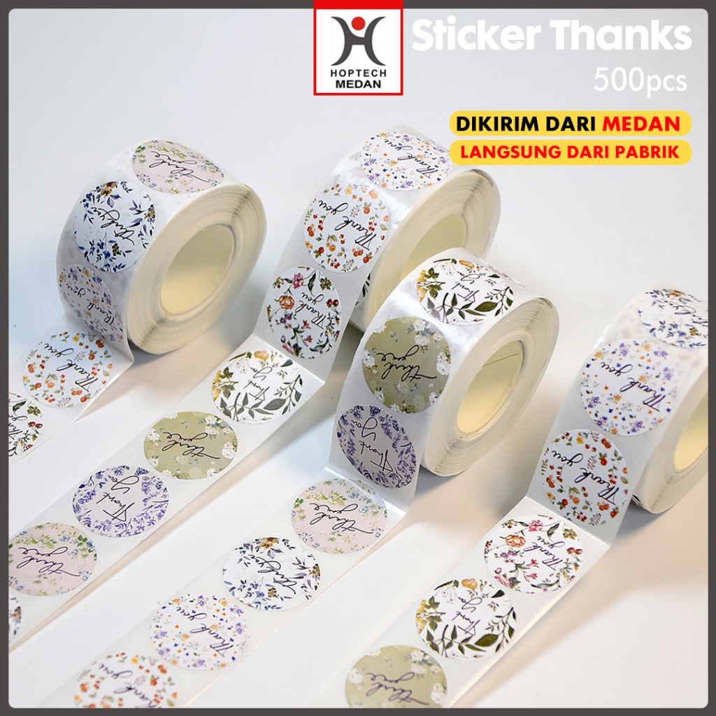 

Hoptech Medan - Sticker Thank You 500 pcs/Stiker Terima Kasih Warna Self Adhesive Seal Label Roll