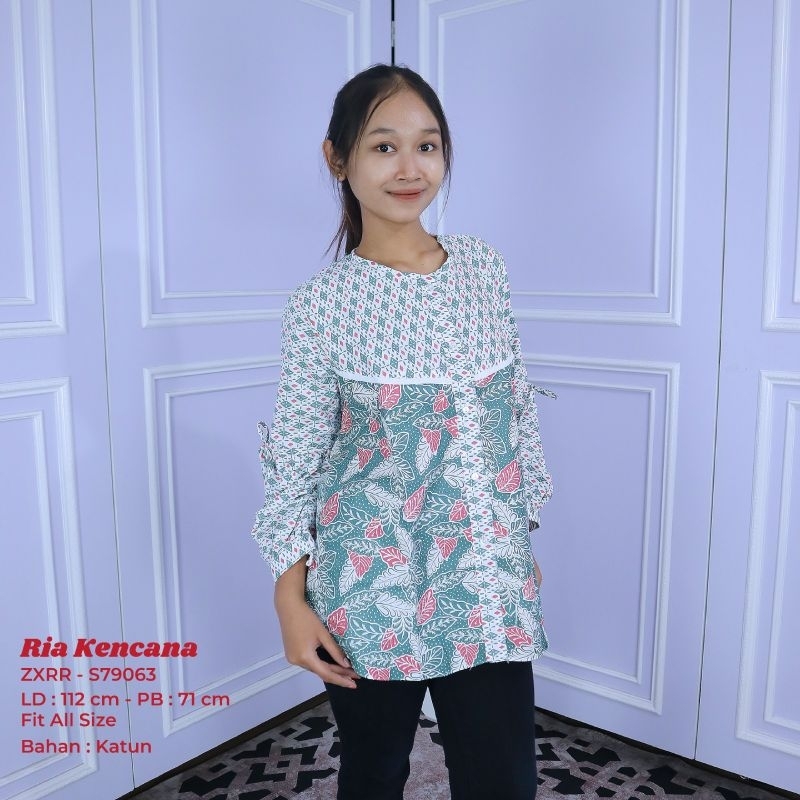 BLOUSE BATIKK WANITA LENGAN PANJANG ATASAN BATIK WANITA DEWASA BLOUSE REMAJA BAJU BATIK RIA BATIK SO