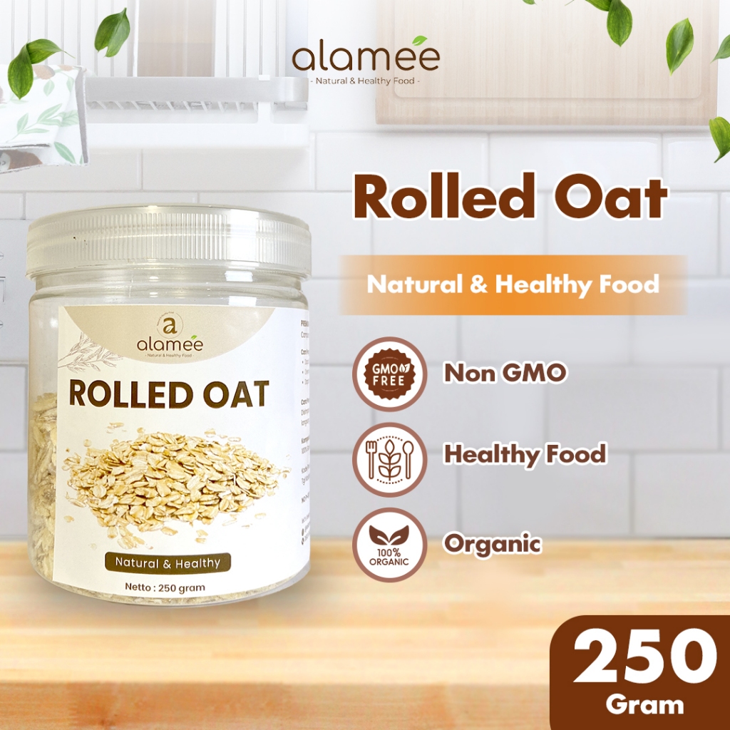 

ALAMEE Rolled Oats Gantum Utuh Biji Kasar Instan Oat Organik Sarapan Cemilan 250gr