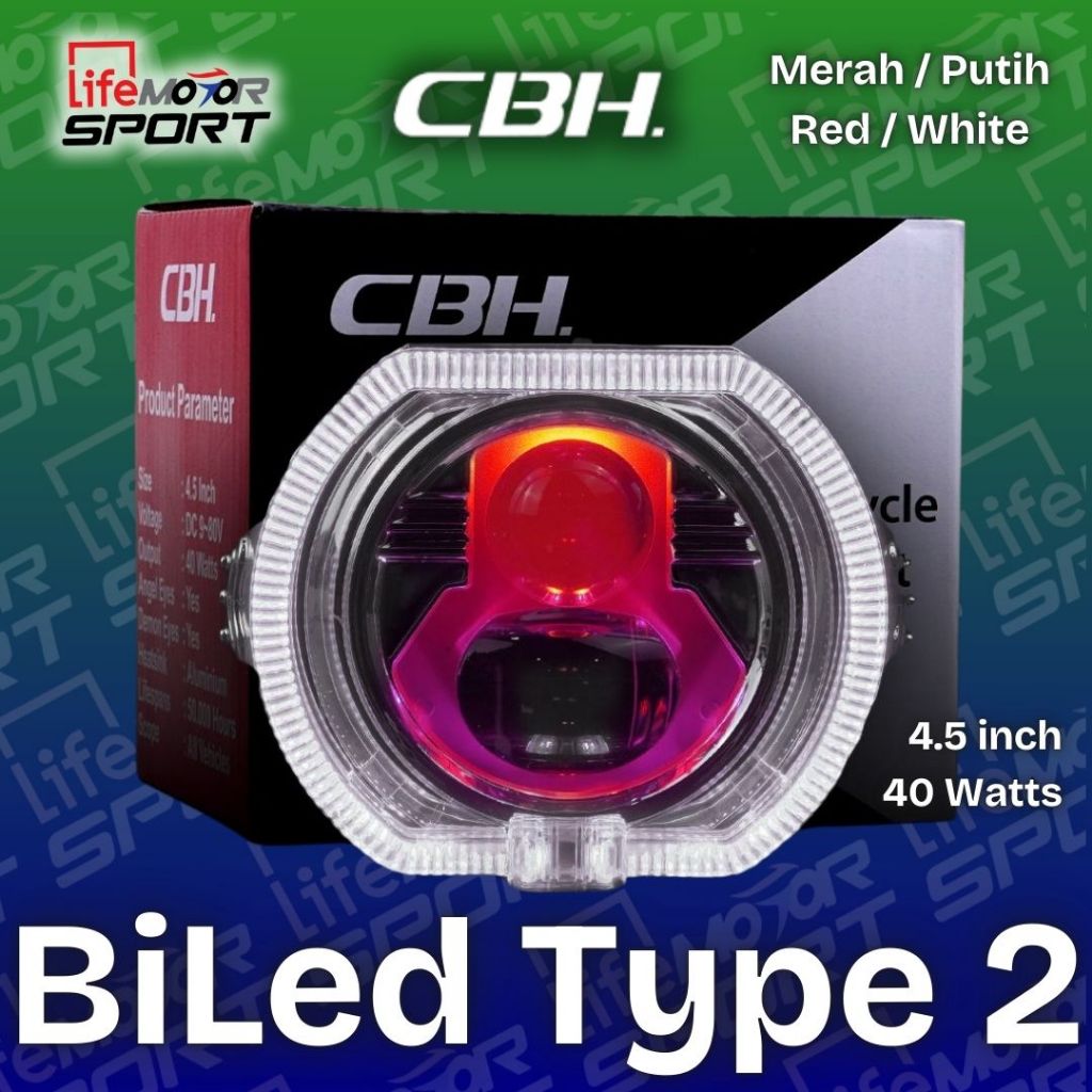 Lampu Tembak BiLed 4,5 inch CBH Original Motor Mobil Lampu Depan Laser Cut Off Tipe 2 Mata - Type 2
