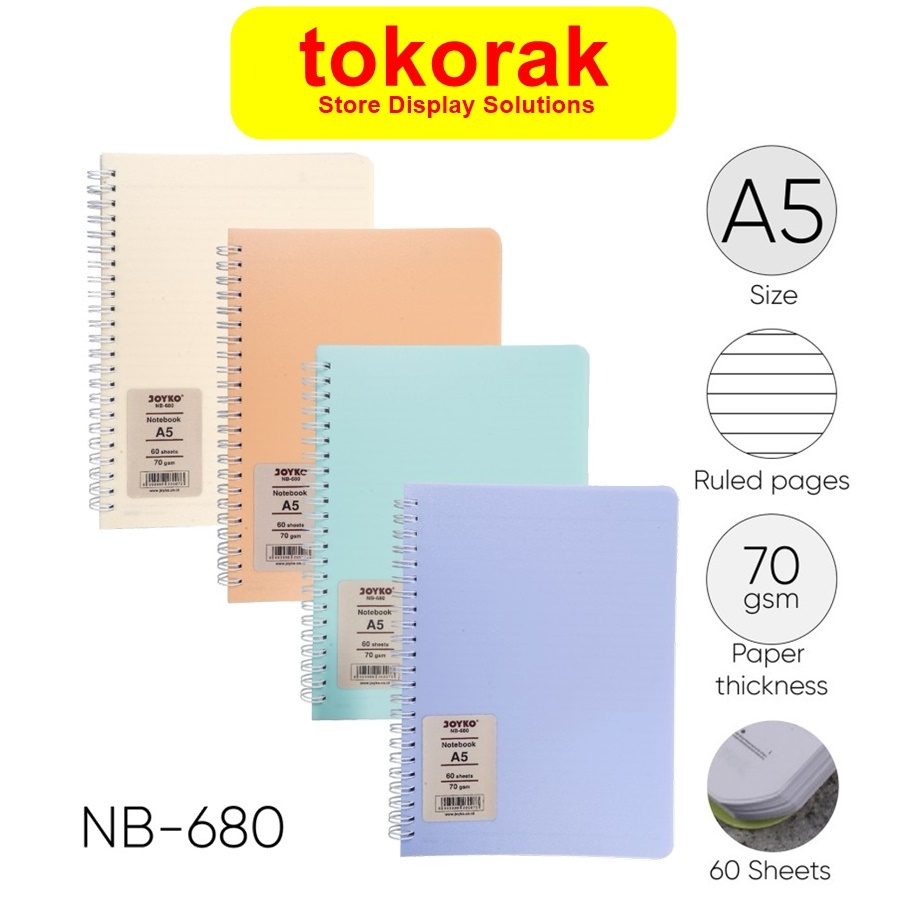 

NOTEBOOK A5 SPIRAL BUKU CATATAN BUKU TULIS JOYKO A5 GARIS NB-680 NOTE BOOK RING