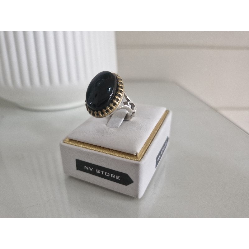 Batu Sunnah Yaman Habasyi (Combong) Ring Perak Persia 925