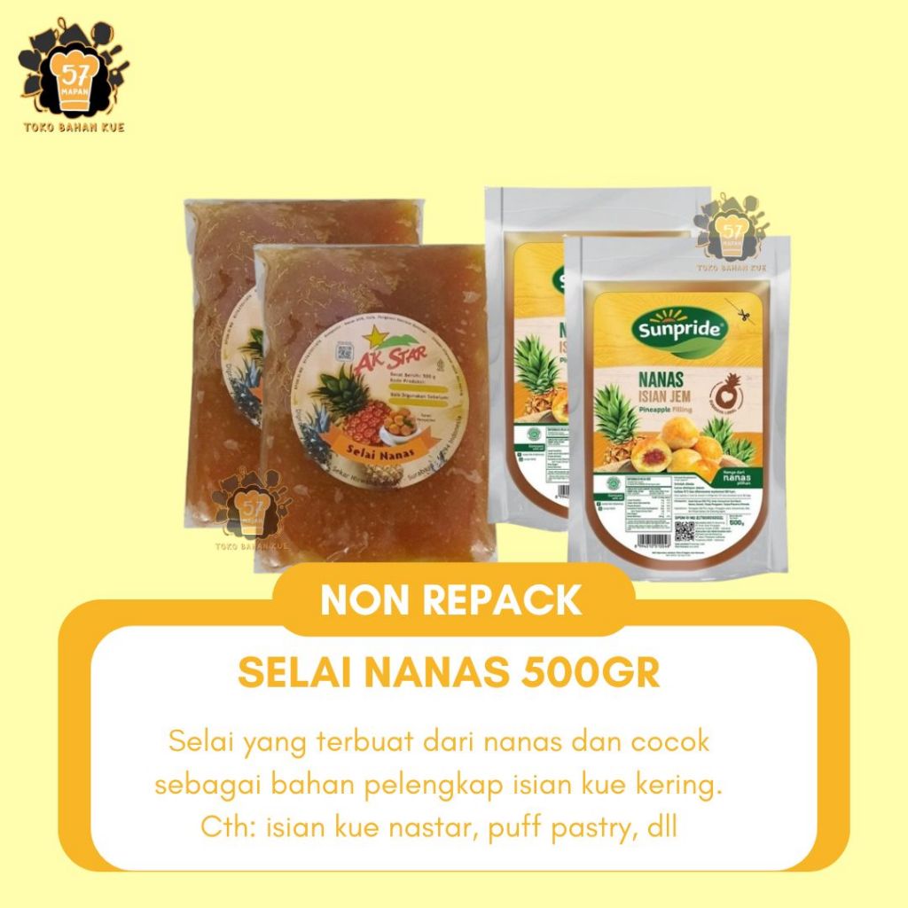 

SELAI NANAS KEMASAN PABRIK 500 GR (SUNPRIDE, AK STAR, DONNY)