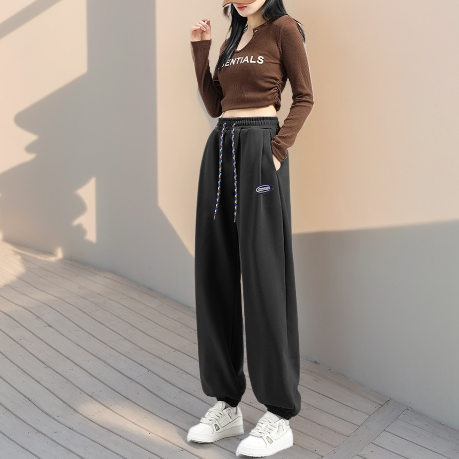 【meissi.id】Celana Jogger Wanita Kain Wafel Panjang Celana Korean Style Celana Wanita Kain Manset Ela