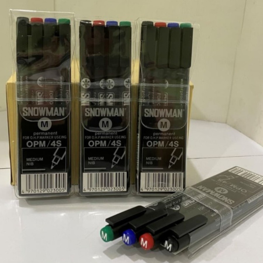 

Spidol OHP Medium Tip / OPM 4S Spidol Snowman OPM 1 set 4 warna - HEMAT