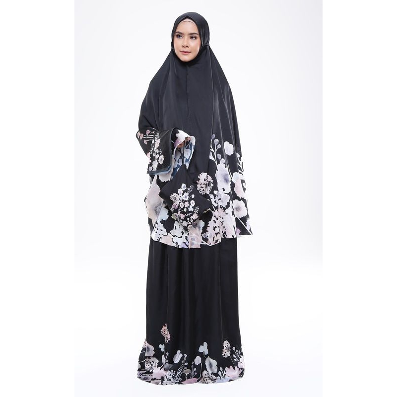 PL Mukena Buttonscarves Asoka Black Prayer Robe