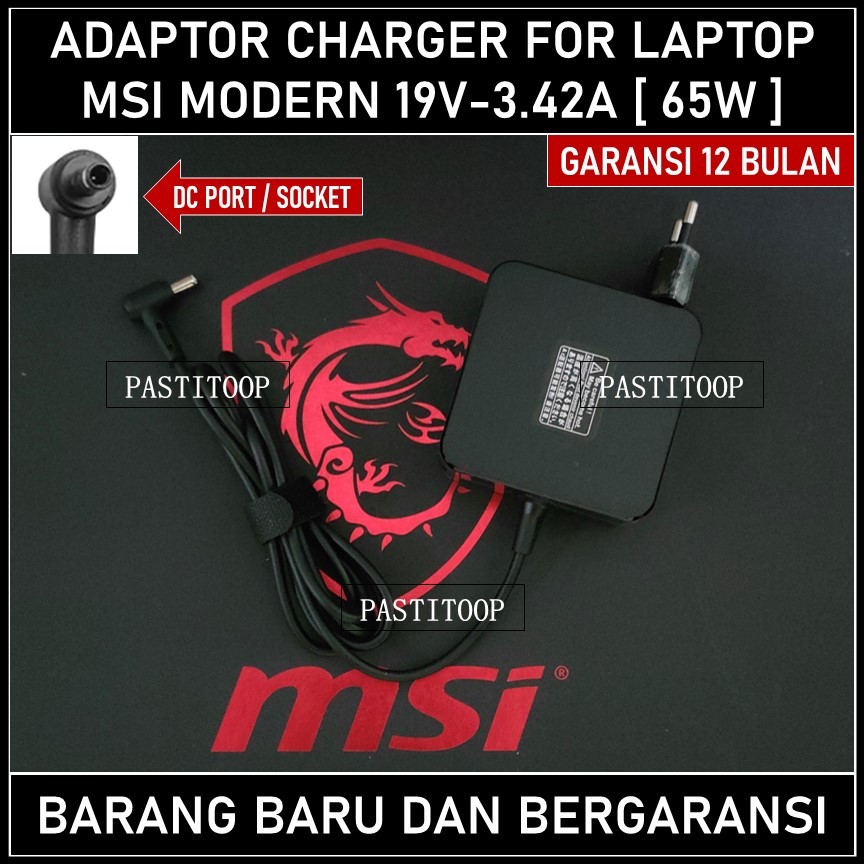 Charger Adaptor Laptop MSI Modern 14 B11MOU B5M 9S7 B11SD 65W ORIGINAL