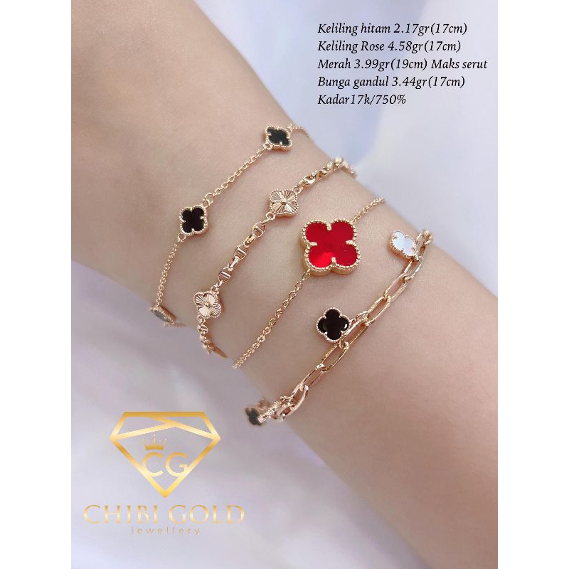 CHIBI GOLD Gelang tangan Vancleef emas 750 kadar 17k