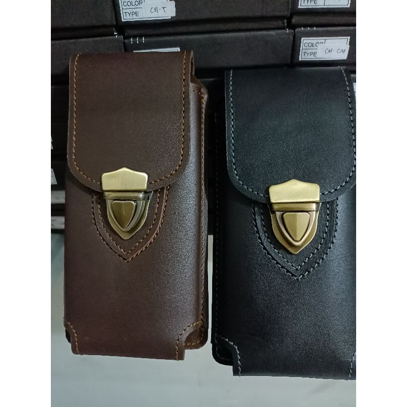 Sarung Hp kulit sapi Asli 1 Slot Semua Ukuran Hp Hitam dan Coklat