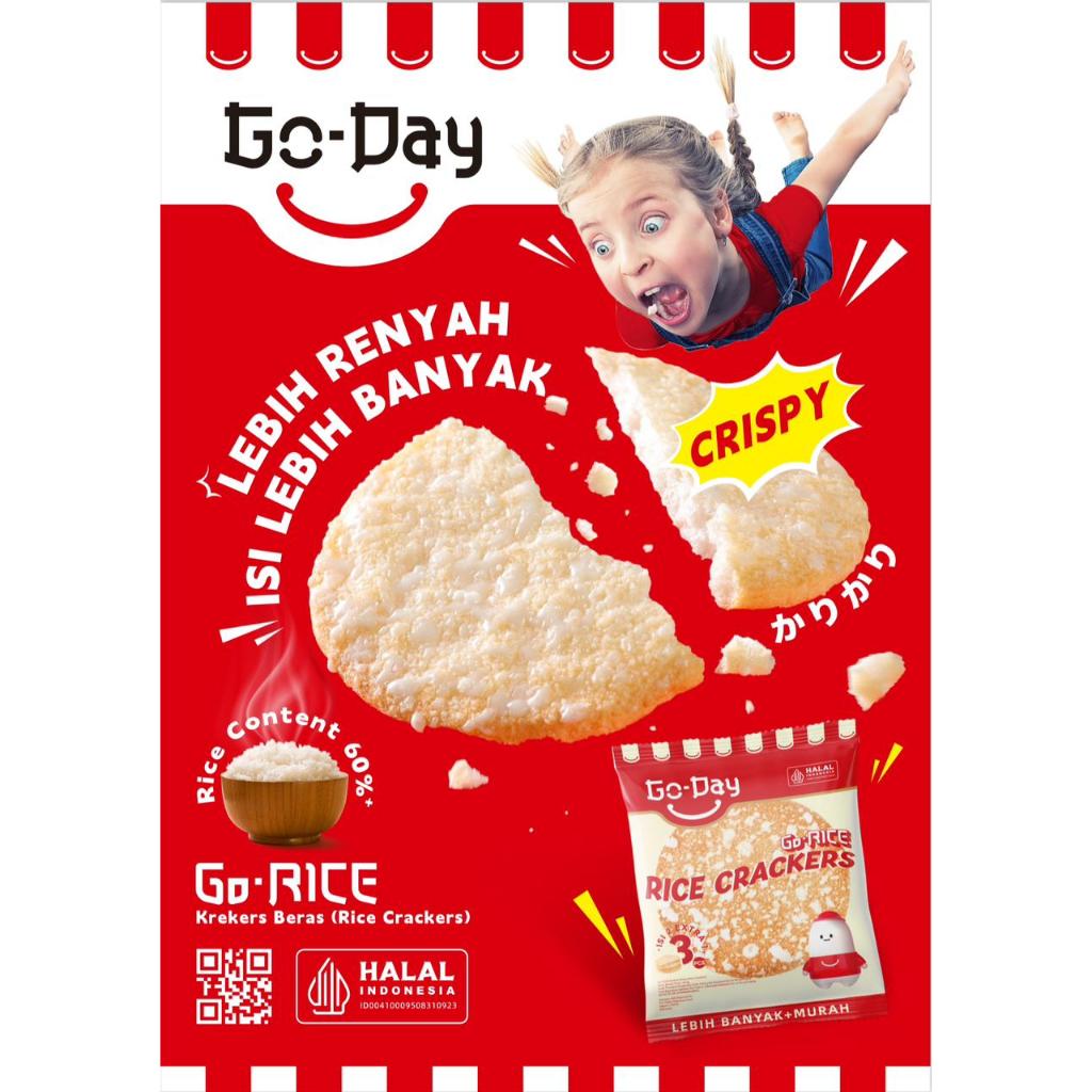 

GoRice GoDay Rice Crackers Krekers Beras 1 Renceng isi 10 pcs 16.5gr