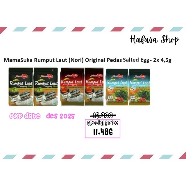 

MamaSuka Rumput Laut (Nori) Original Pedas salted Egg -2x4,5 g